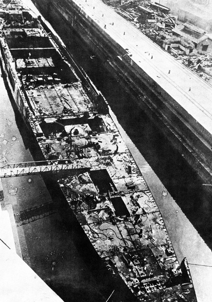 Plate No. 47, The Japanese Light Cruiser Ibuki in Drydock at Sasebo-64 percent Scrapped, 14 March 1947